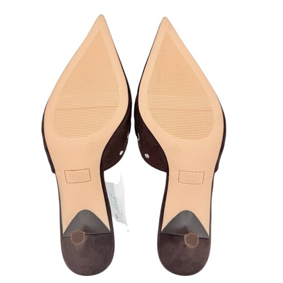 Time and Tru Women's Studded Kitten Heel Brown Mules Shoes Size 9 NWOB - Picture 8 of 11